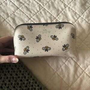 Rare Coach Bee Print Cosmetic Zipper Pouch